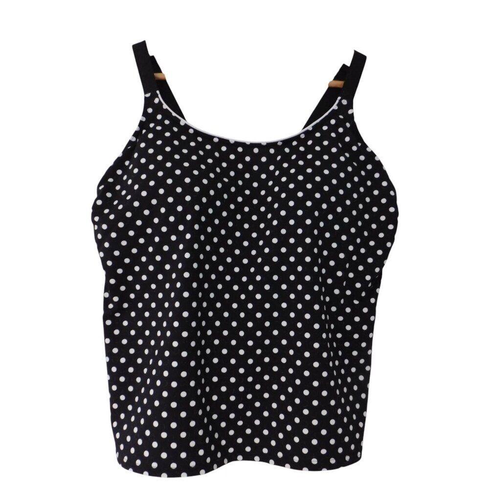 Lands End Size 16 Womens 16P  Petite Polka Dot Tankini‎ Swimsuit Top